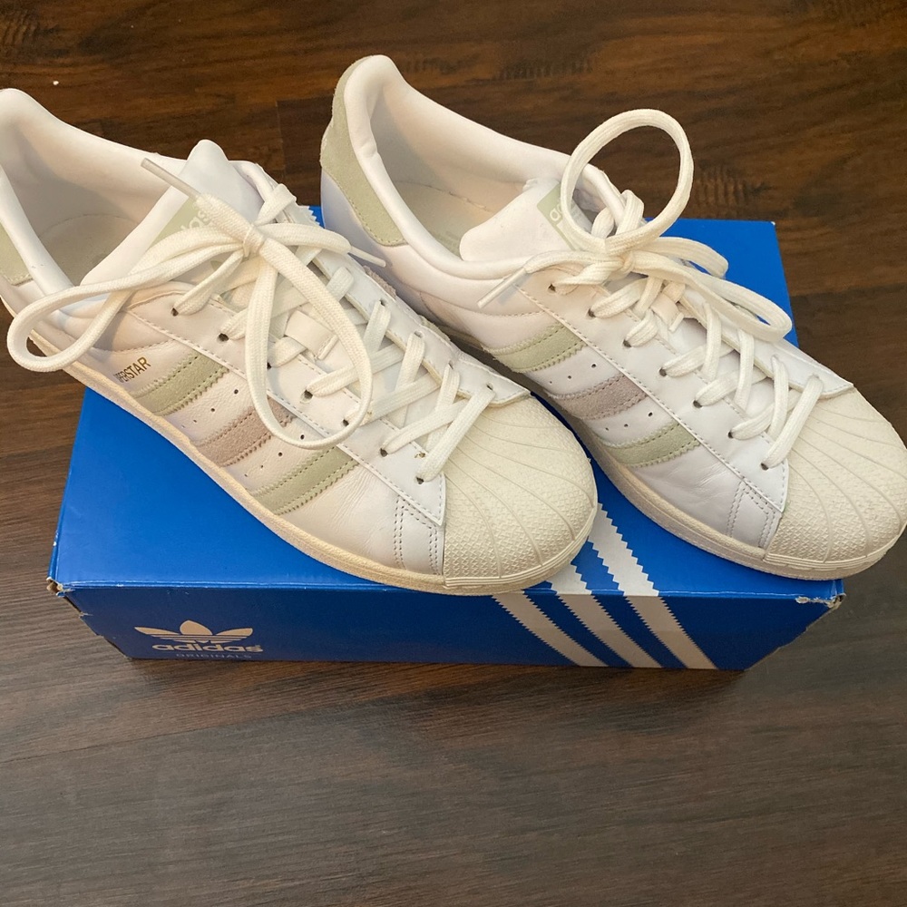 Adidas Superstars Pastel Green and Nude